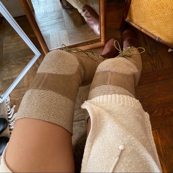 Tashkent By Cheyenne OTK Lace up Knit Boots - Picture 5 of 10